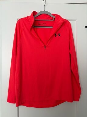 Under Armour Versatile Classic Neon Coral Half-Zip Performance Pullover